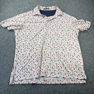 Inward Half Polo Shirt Mens XL White Patriotic Print Golf Performance Stretch